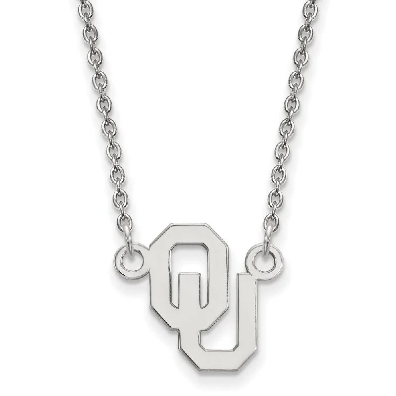 14k White Gold Oklahoma OU Small Pendant Necklace