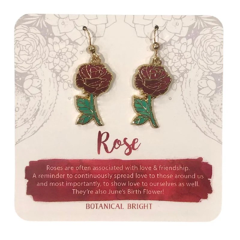 Botanical Bright Dangle Earrings - Red Rose*