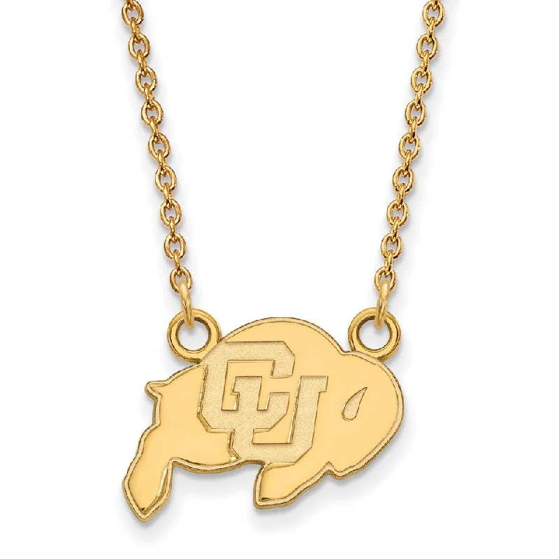 10k Yellow Gold U of Colorado Small CU Buffalo Pendant Necklace