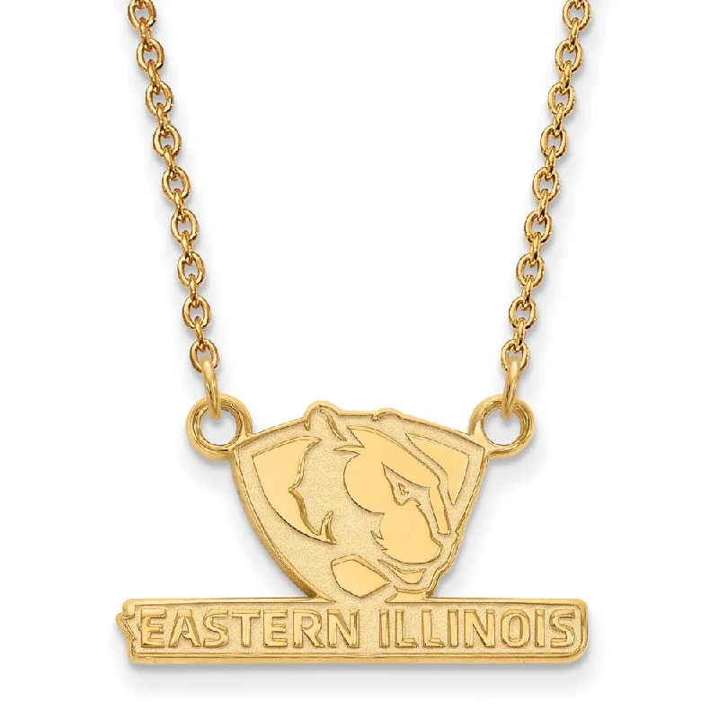 14k Yellow Gold Eastern Illinois U Small Pendant Necklace