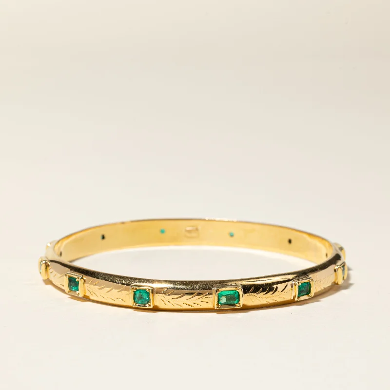 18K Yellow Gold Emerald Bangle | 1.93ctw | 7.75" |