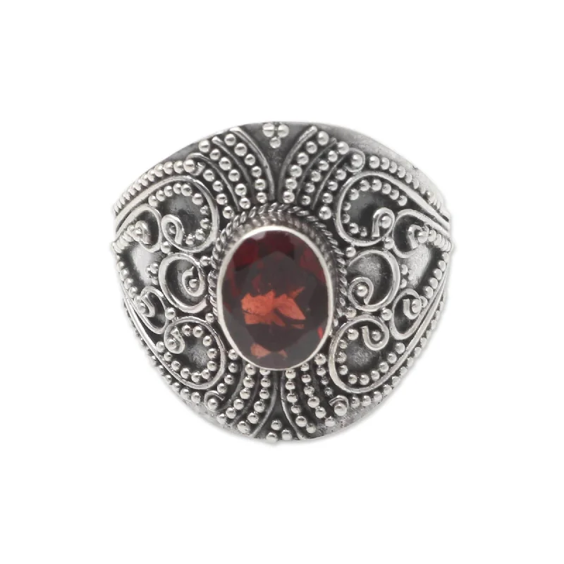 Novica Handmade Light Of Love Garnet Cocktail Ring