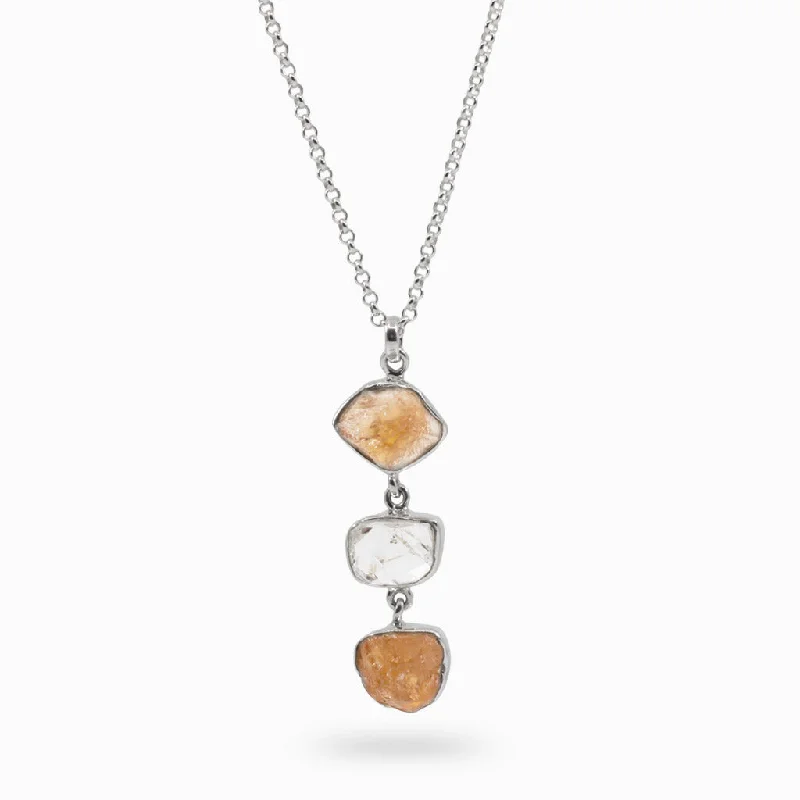 Grossular Garnet and Herkimer Diamond Necklace