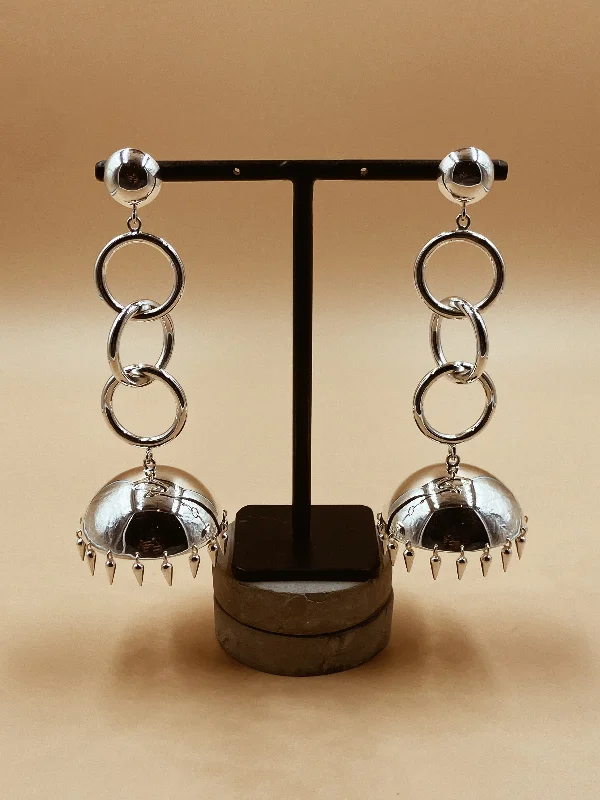 Zaha Spike Jhumkas in Silver Tone