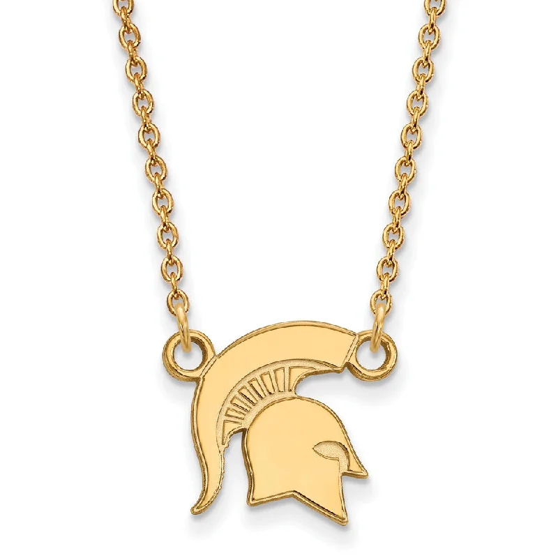 10k Yellow Gold Michigan State Small Pendant Necklace