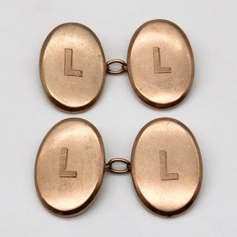 9k Yellow Gold 'L' Initial Cufflinks