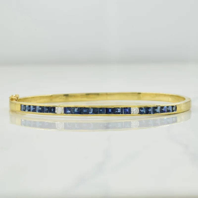 Channel Set Sapphire & Diamond Bracelet | 2.80ctw, 0.14ctw | 7.5" |