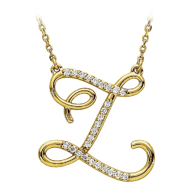 1/8 Ctw Diamond 14k Yellow Gold Medium Script Initial Z Necklace, 17in