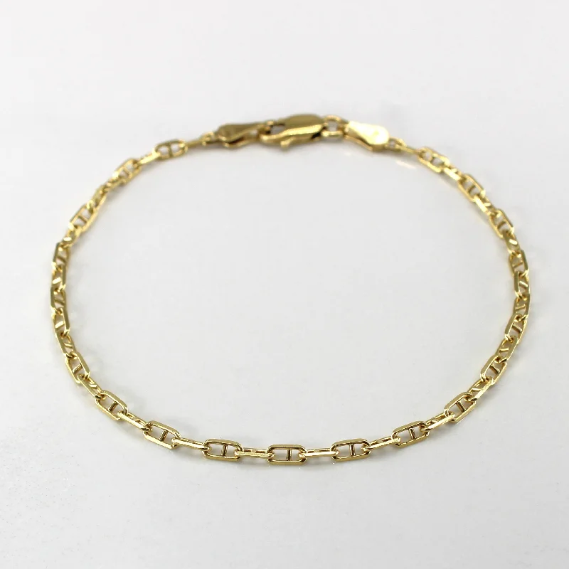 18k Yellow Gold Anchor Chain Bracelet | 7"|