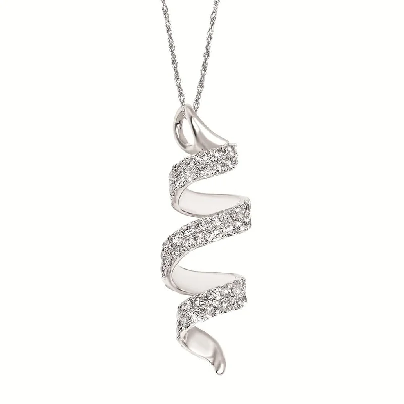 14K White Gold 0.33ctw Diamond Spiral Necklace