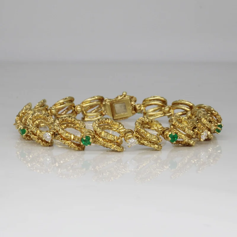 Diamond & Emerald Link Bracelet | 0.68ctw, 0.40ctw | 7.5" |