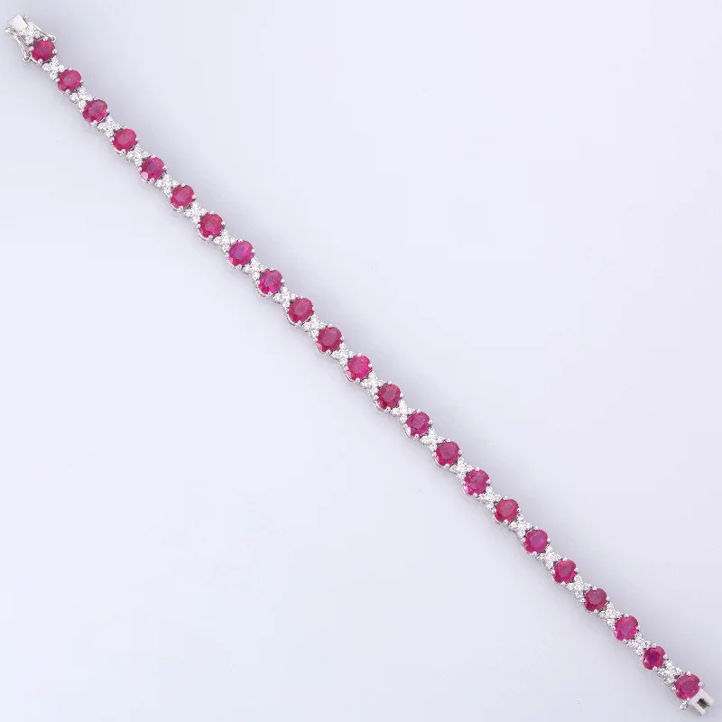 18K White Gold Ruby and Diamond Bracelet | 10.44ctw, 1.35ctw | 6.75"