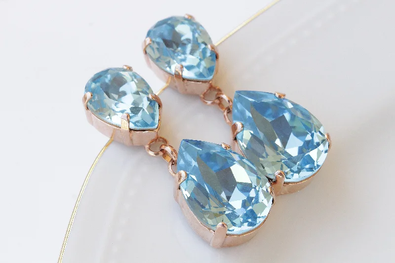 AQUAMARINE CHANDELIER EARRINGS