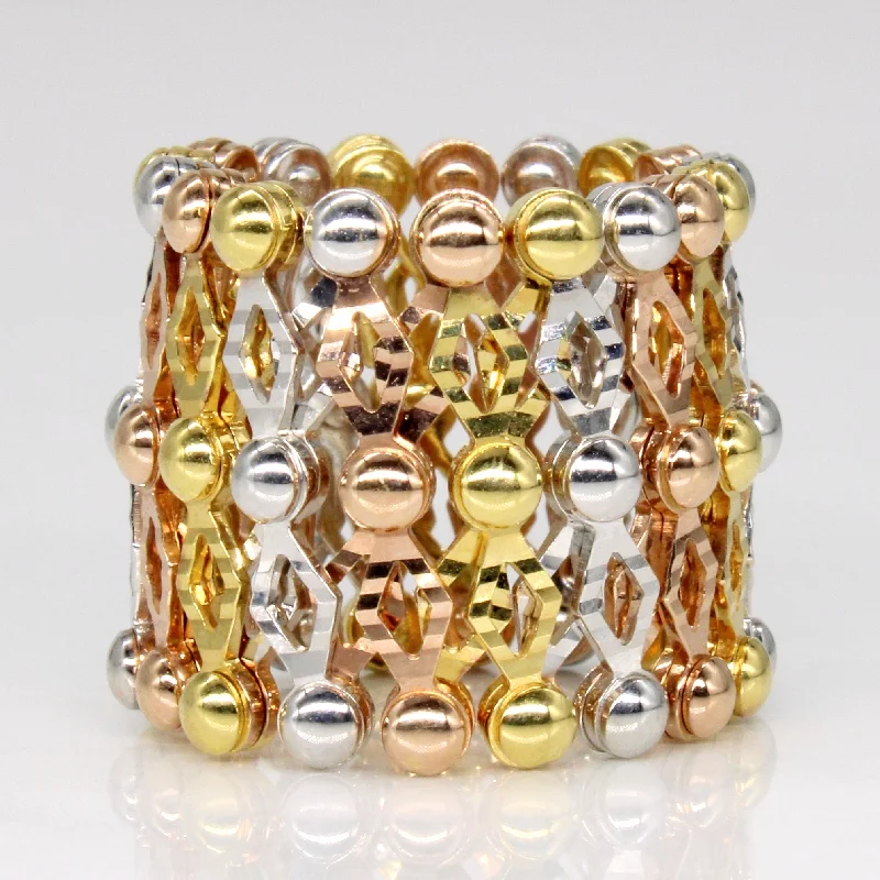 18k Tri Tone Gold Expandable Ring & Bracelet | SZ 5, 10" |