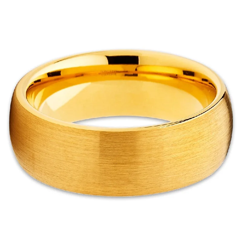 8Mm Yellow Gold Tungsten Wedding Ring Comfort Fit Anniversary Band Sizes 715