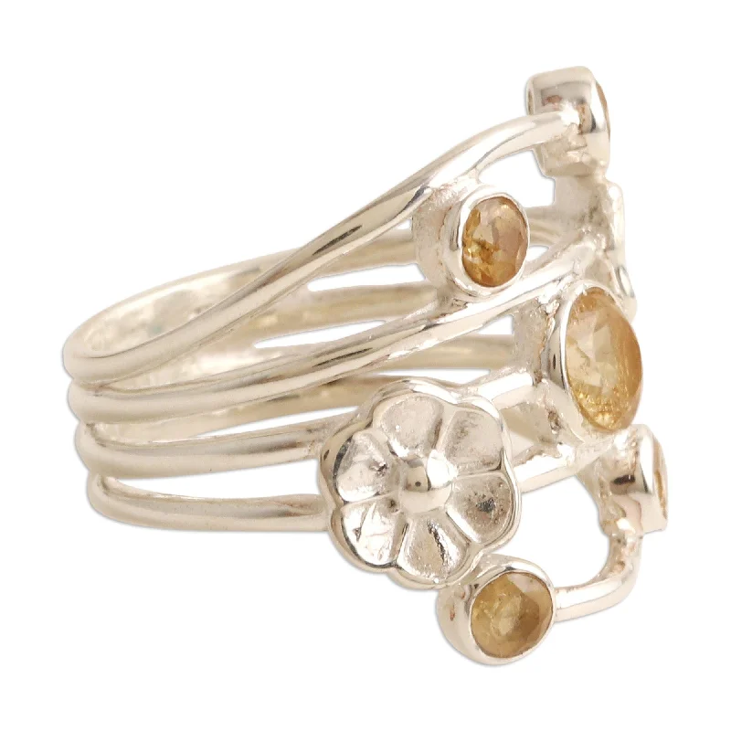 Novica Handmade Victory Blossom Citrine Cocktail Ring