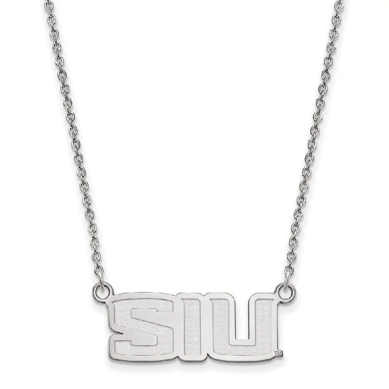 14k White Gold Southern Illinois U Small Pendant Necklace