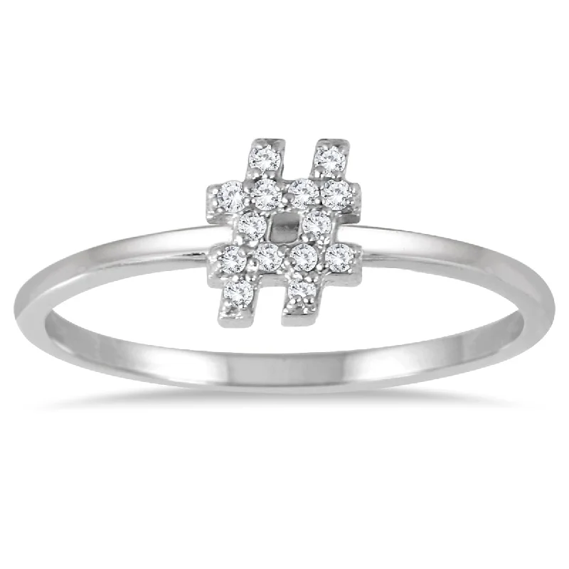 Marquee 14k White Gold Diamond Accent Stackable Hashtag Ring