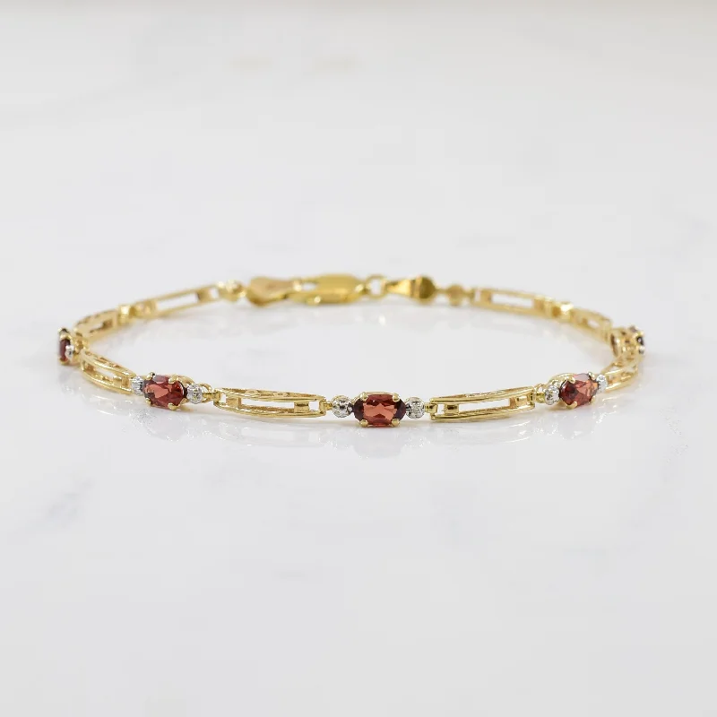 Diamond & Garnet Tennis Bracelet | 0.01ctw, 1.25ctw | 6.5" |