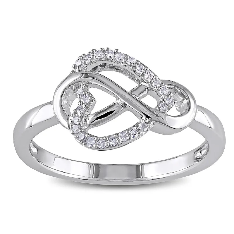 Miadora Sterling Silver 1/10ct TDW Diamond Heart Infinity Ring