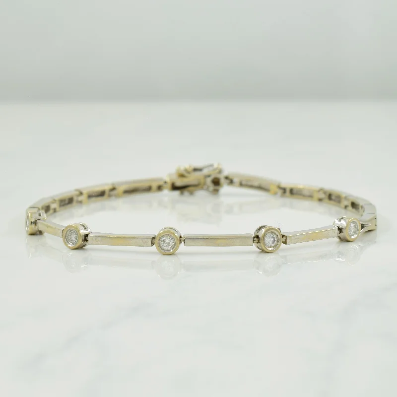 Diamond Bead & Bar 14k Bracelet | 0.15ctw | 7.25" |