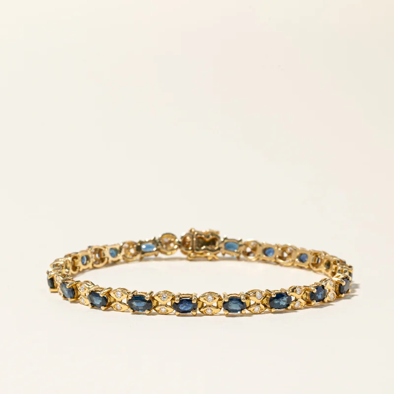 18K Yellow Gold Sapphire & Diamond Bracelet | 4.84ctw, 0.55ctw | 6.75" |