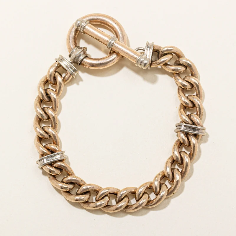 9k Two Tone Gold Toggle Clasp Bracelet | 8" |