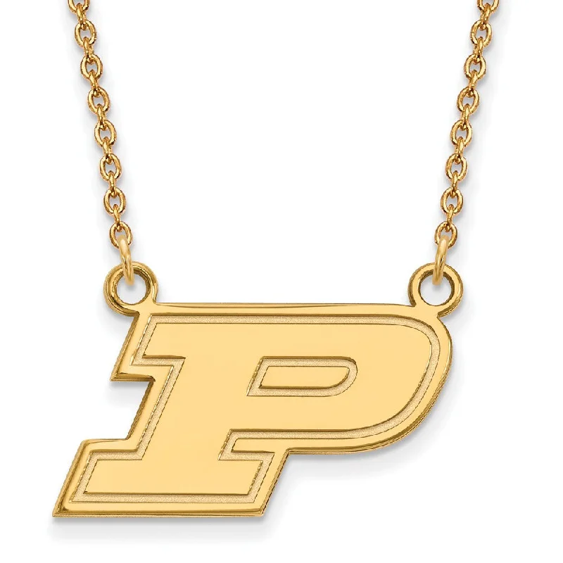 14k Yellow Gold Purdue Small Initial P Pendant Necklace