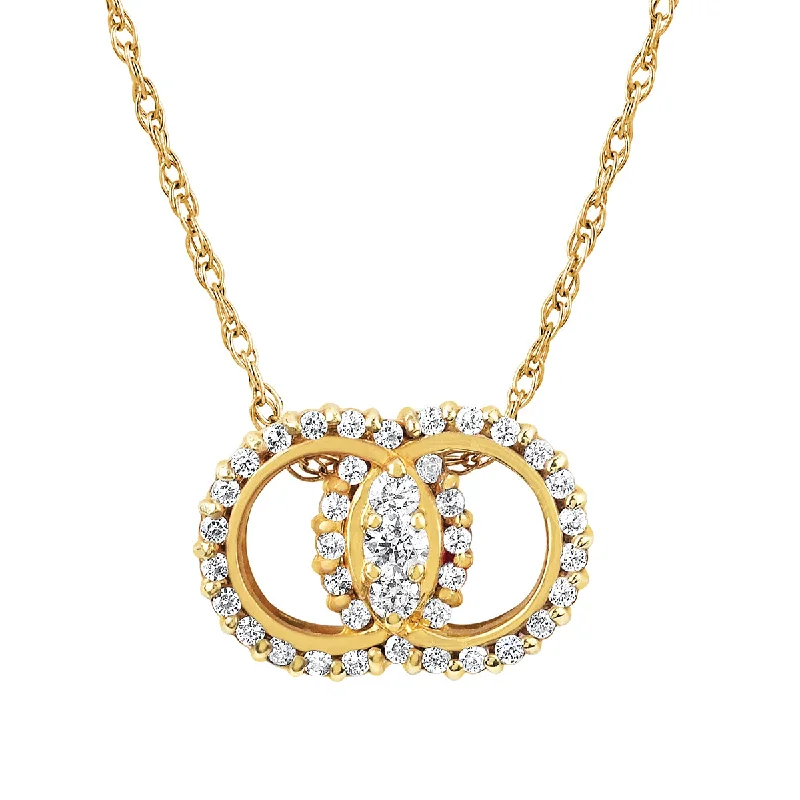 14K Yellow Gold 0.26ctw Diamond Marriage Symbol Necklace