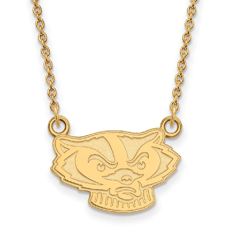 10k Yellow Gold U of Wisconsin Small Badger Pendant Necklace