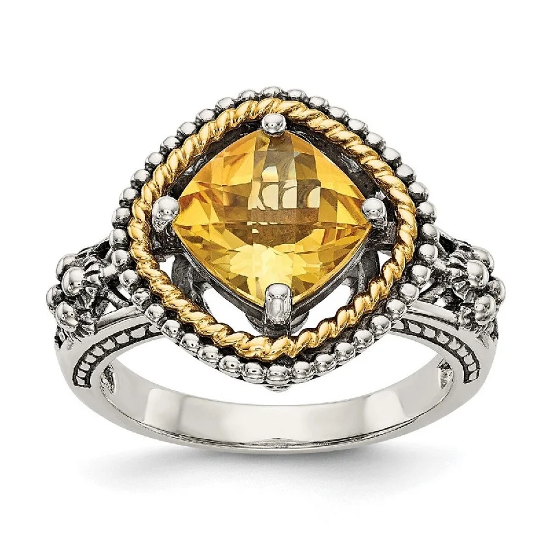 Curata 925 Sterling Silver Polished Prong set With 14k 2.10Citrine Ring