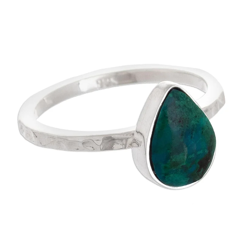 Novica Handmade Andes Dew Chrysocolla Single-Stone Ring