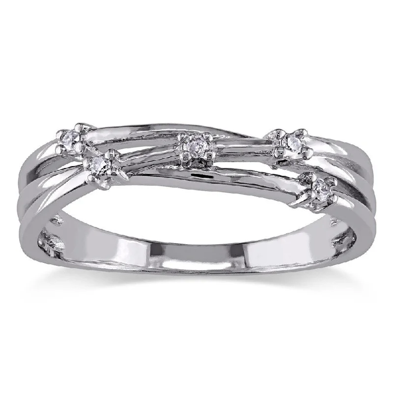 Miadora Sterling Silver Diamond Fashion Ring