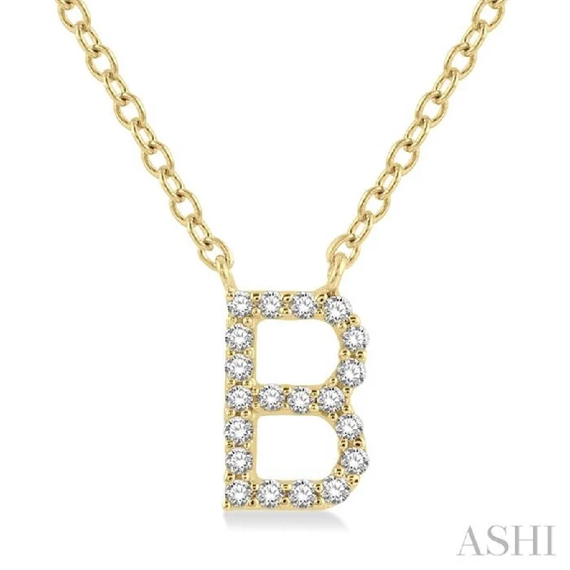 10K Yellow Gold 0.06ctw Diamond Letter "B" Necklace