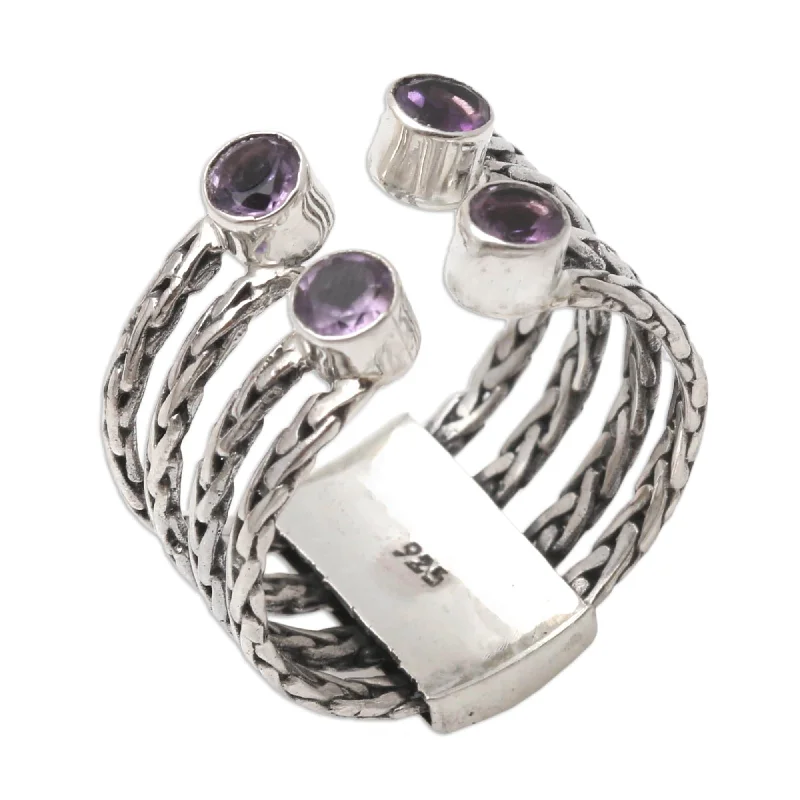 Novica Handmade Crab Eyes Amethyst Cocktail Ring