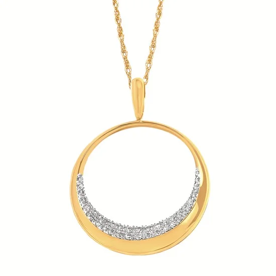 14K Yellow Gold 0.26ctw Diamond Circle Necklace