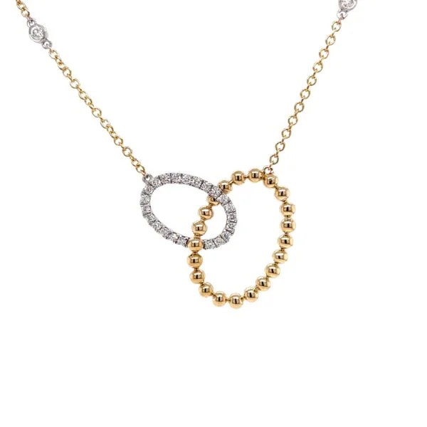 14K Two Tone Gold 0.48ctw Diamond Interlocking Cicles Necklace