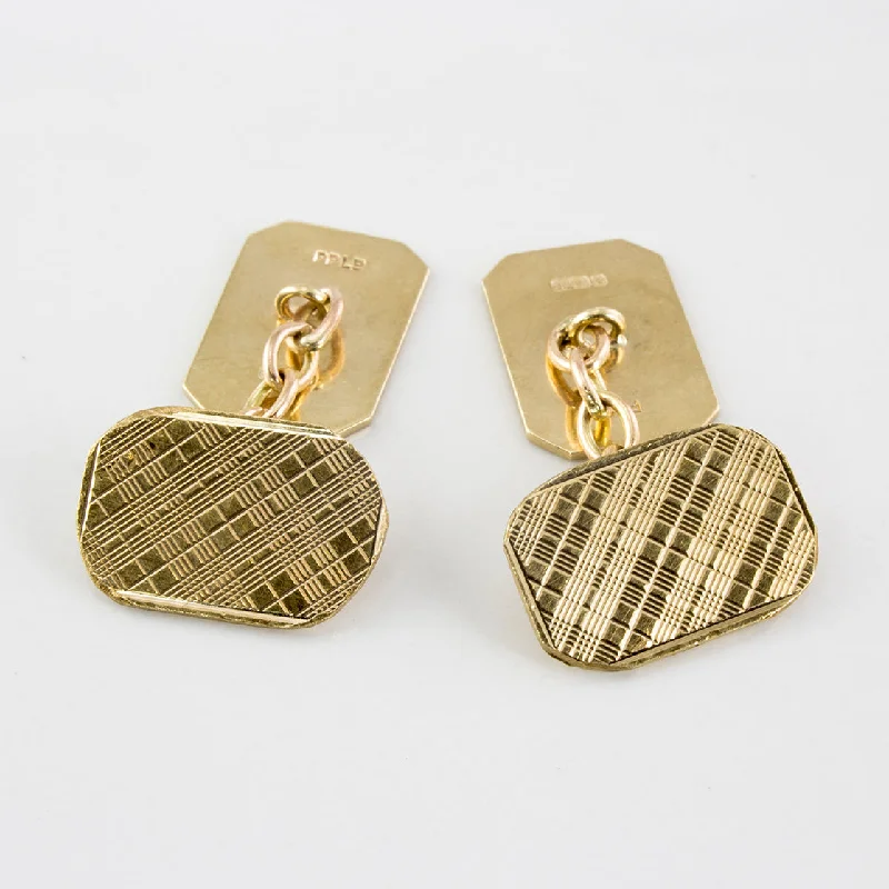 1960's Checkered Gold Cuff Links