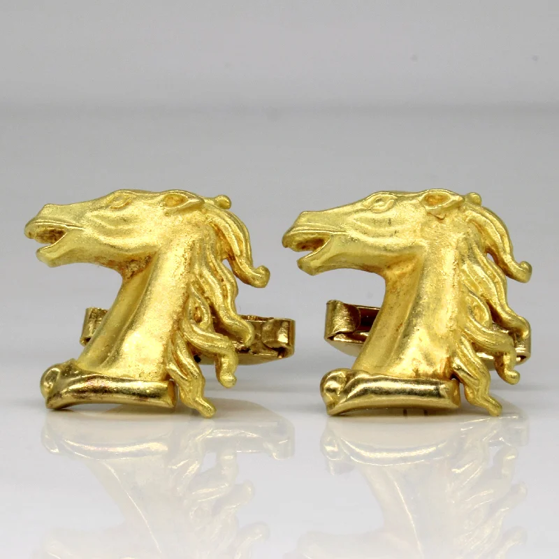 18k Yellow Gold Horse Cufflinks