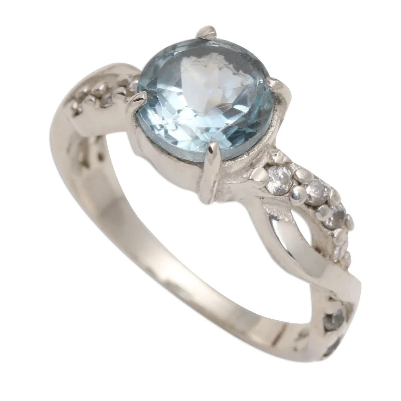 Novica Handmade Must Be Love Blue Topaz Cocktail Ring