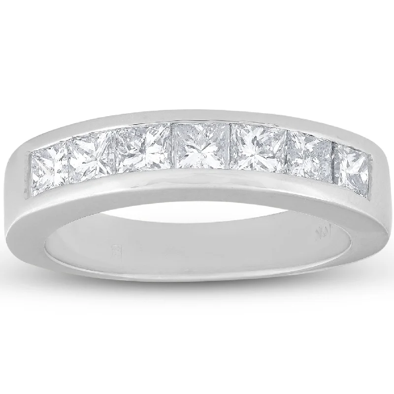 1 Ct Princess Cut Channel Set Diamond Wedding Ring White Gold