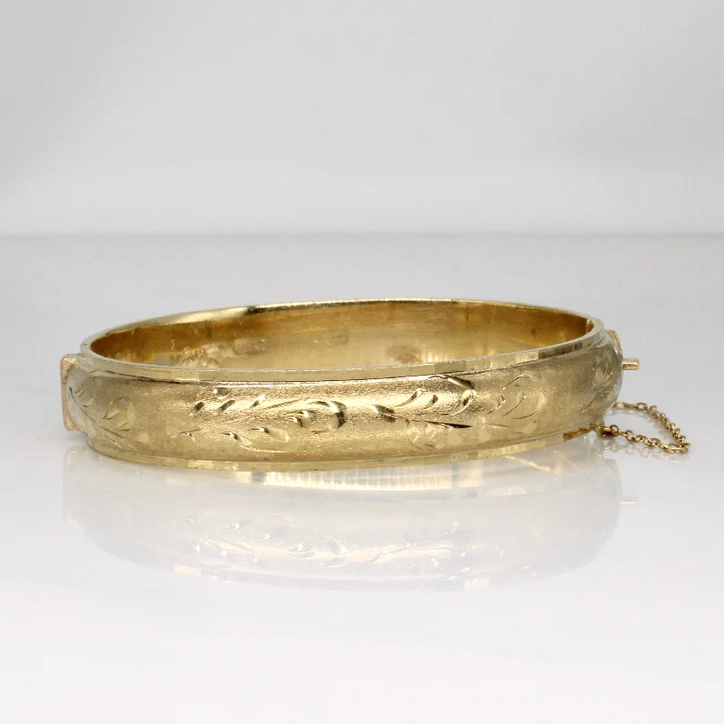 1976 Birmingham 9k Yellow Gold Engraved Bangle | 7.5" |