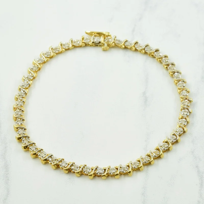 Diamond 14k Yellow Gold Bracelet | 0.90ctw | 7.25" |