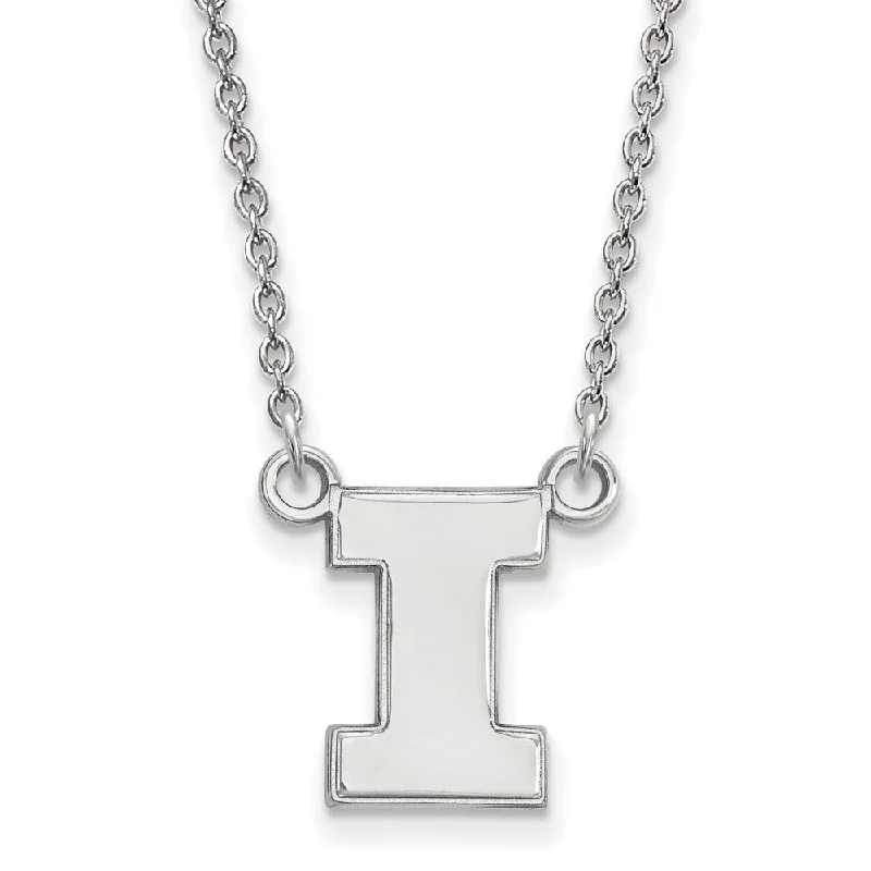 14k White Gold U of Illinois Small Initial I Pendant Necklace