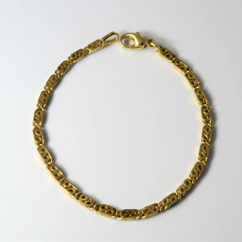 14k Yellow Gold Swirl Pattern Chain Bracelet | 7"|