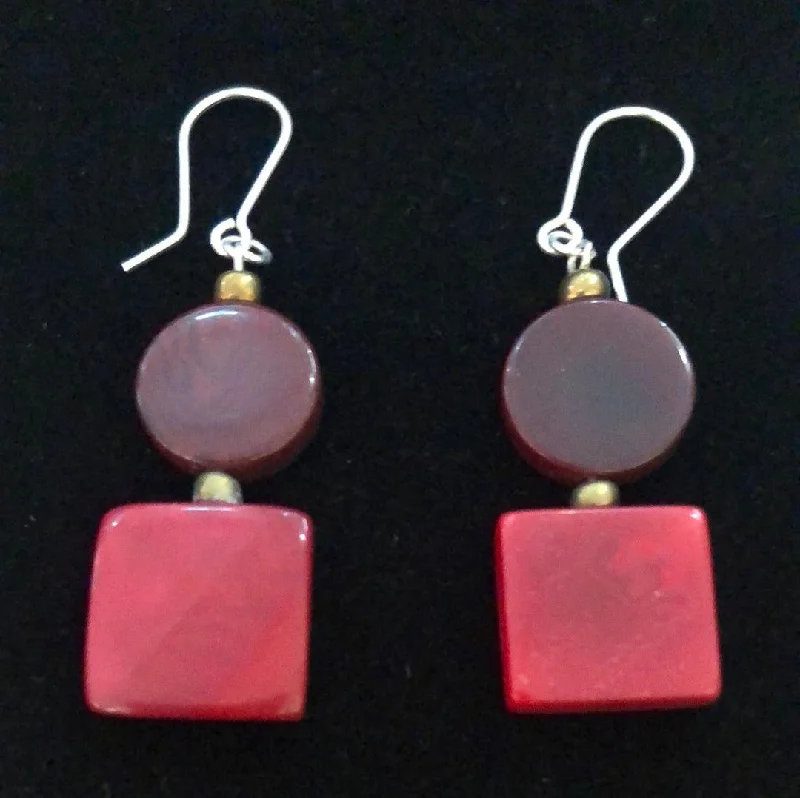 Tagua LUZ Earrings Dark Red