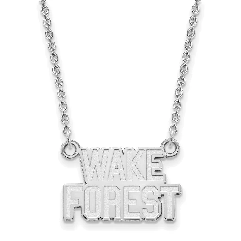 14k White Gold Wake Forest U Small Pendant Necklace