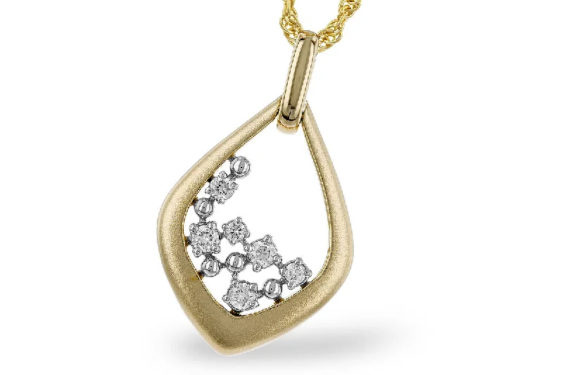 14K Two Tone Gold 0.25ctw Diamond Open Teardrop Necklace by Allison Kaufman