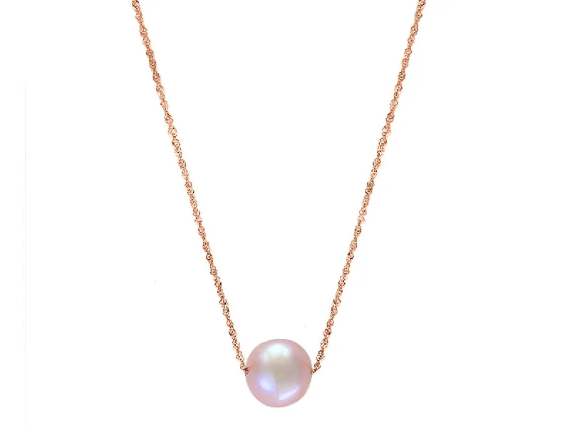 14K Rose Gold 8.59.5mm Pink Freshwater Pearl Solitaire Necklace