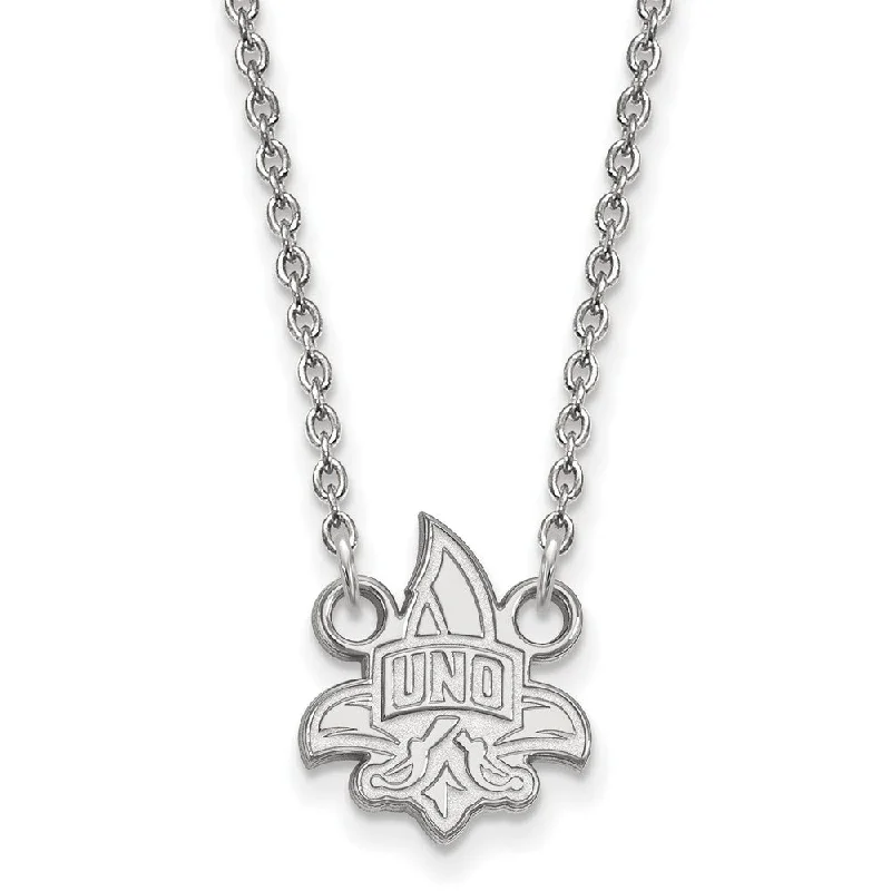 14k White Gold U of New Orleans Small Pendant Necklace